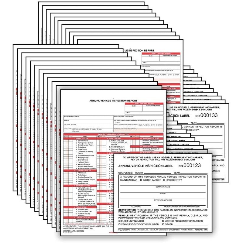 Annual Vehicle Inspection Forms & Labels Carbonless Snap-Out Durable Vinyl New