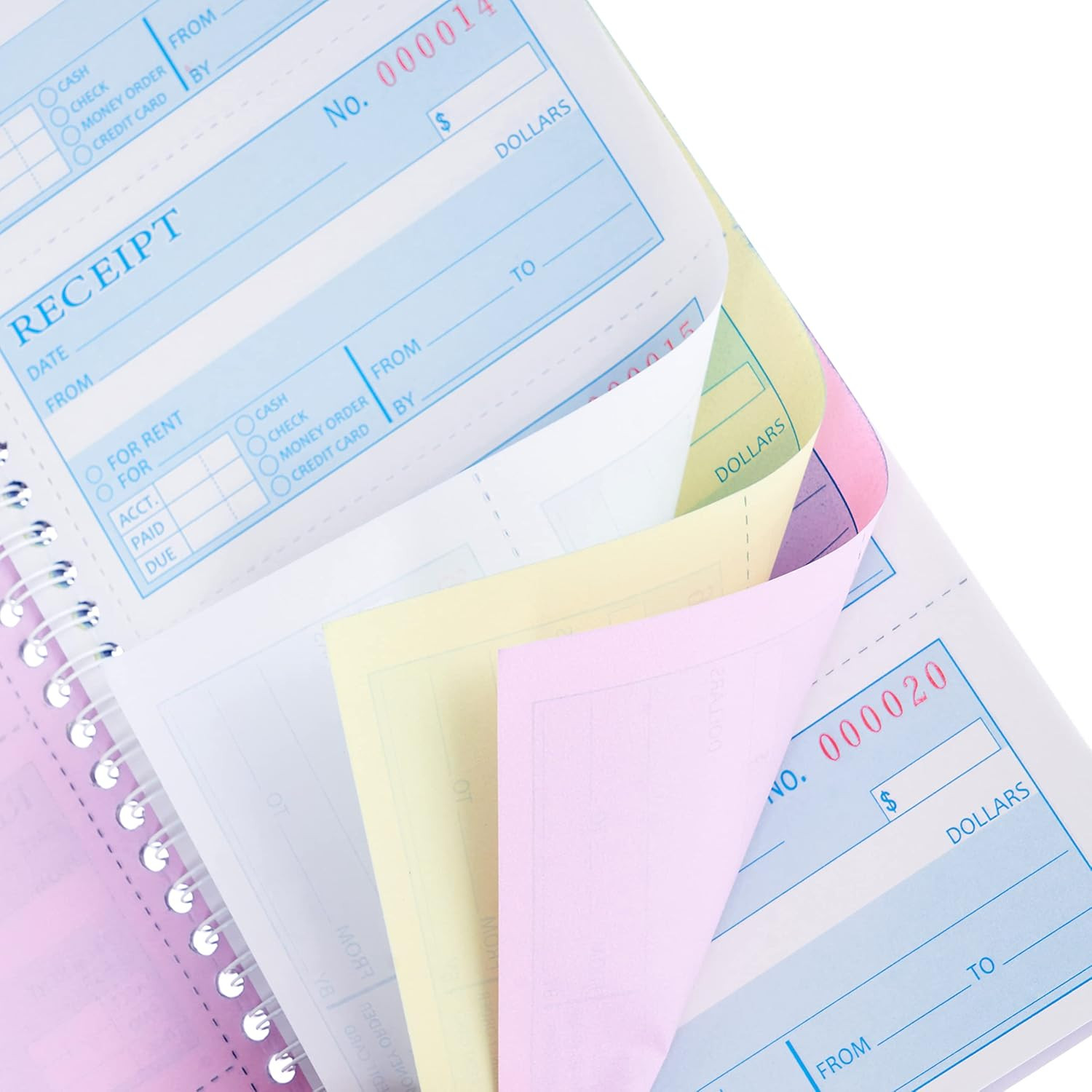 Receipt Books with Carbon Copies,Money and Rent Receipt Book,3-Part Carbonless,5