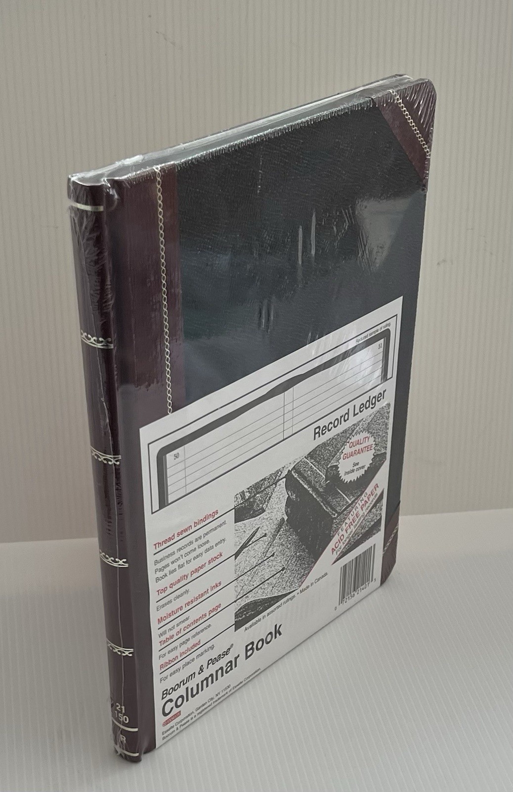 Vintage Sealed Boorum & Pease Columnar Book Record Ruling Black Cover • 150 Pgs