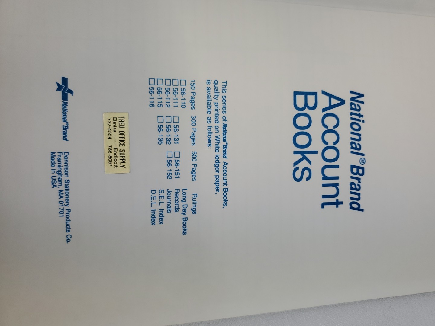 National Brand 56-111 Account Book Record Ruling 12-1/4 x 7-1/4″, 150 Page AS IS