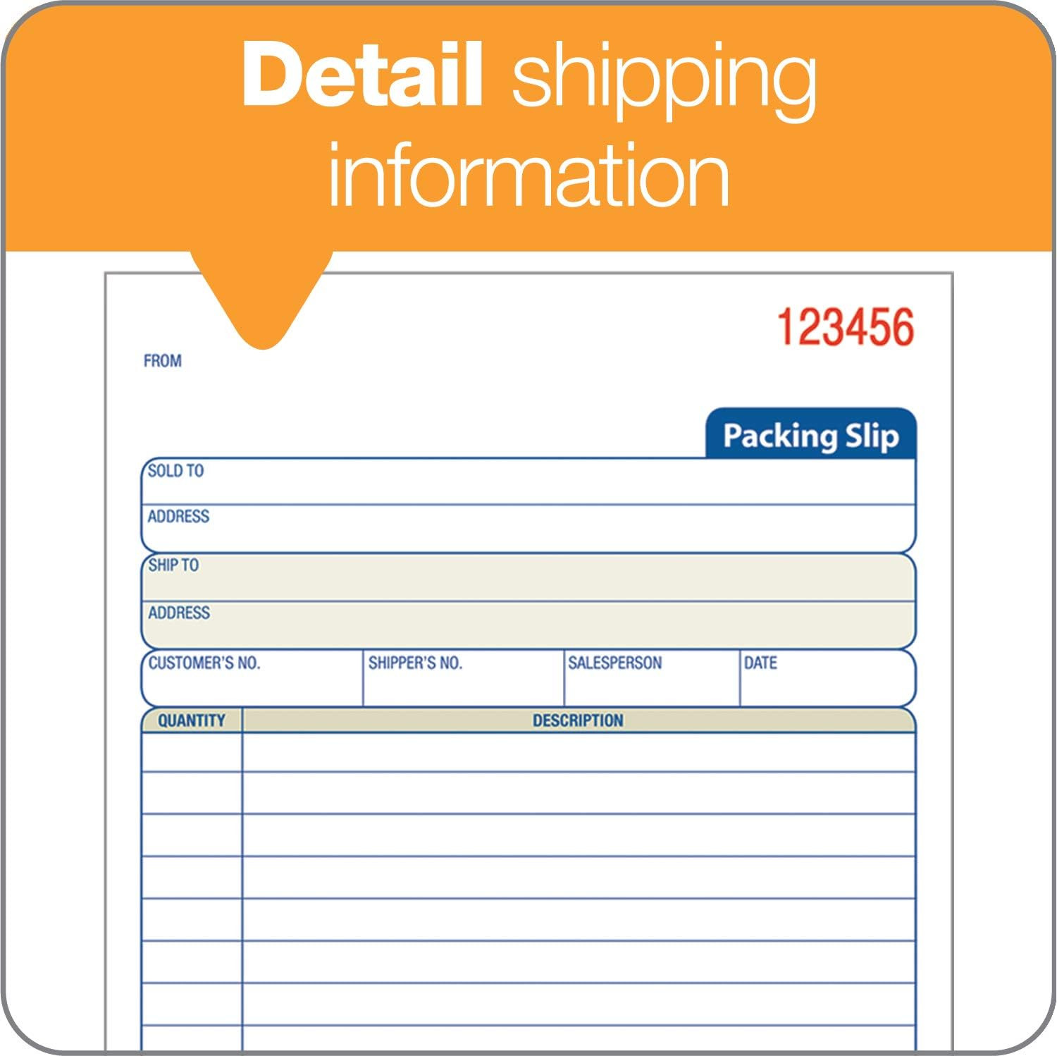 Adams Packing Slip Book, 3-Part, Carbonless, 5-9/16 X 7-5/16 Inches, 50 Sets Pe
