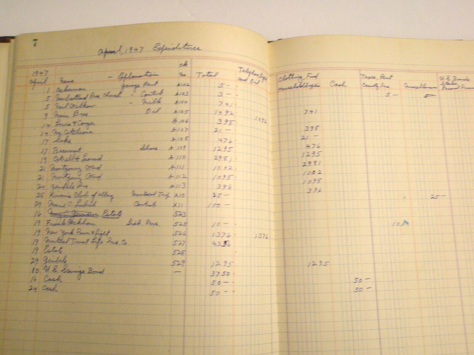 1947 S. E. & M. Vernon Ledger Record Book No. 53…10 Pages Filled In