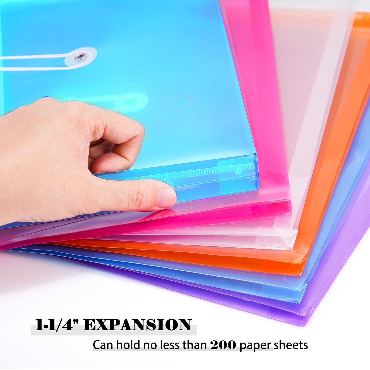 Legal Size Plastic Envelopes with String Tie Closure, 1-1/4″ Multicolor