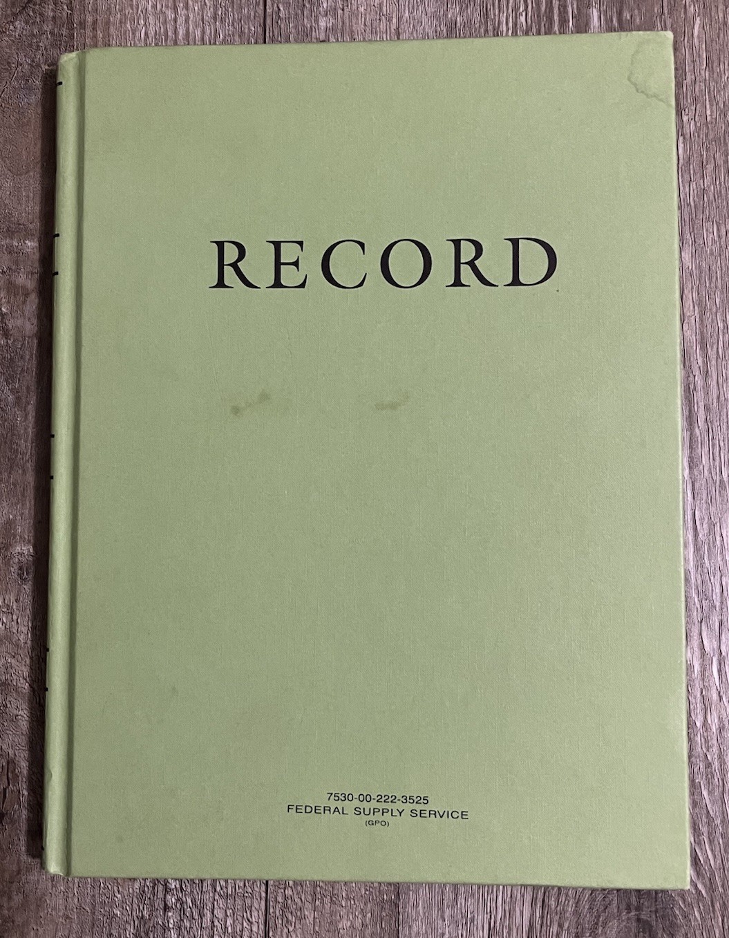 Federal Supply Service Record Book Green Hardbound 7530-00-222-3525