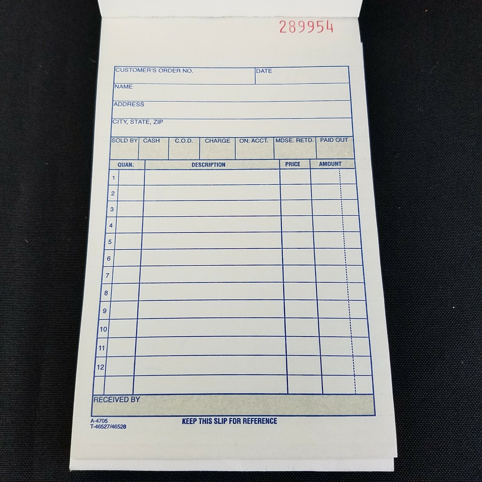 Caliber Sales Order Pad 2 part Carbonless 4 x 7 in 870709 Numbered Adams C7-1182
