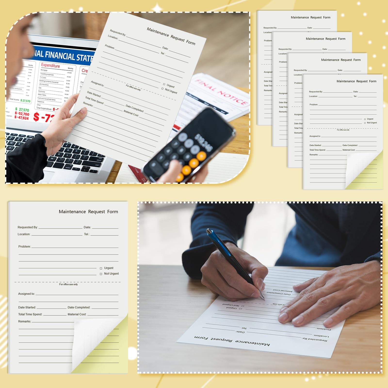 Clabby 400 Sets Maintenance Request Book/Forms/Slips, 2 Part Carbonless, 4….