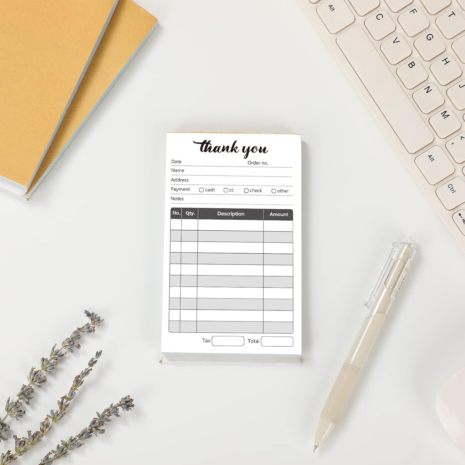 20 Pack Thank You Receipt Book, 2 Part Carbonless Sales Invoice Book, 3.5 X 5.5
