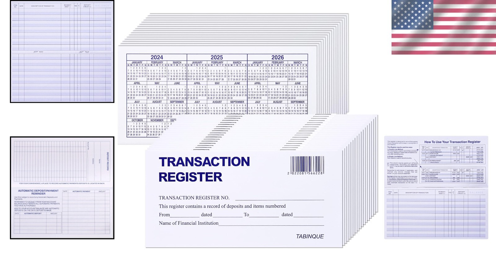 24-Pack Easy Read Check Registers for Personal Finance Tracking – 3″ x 6″