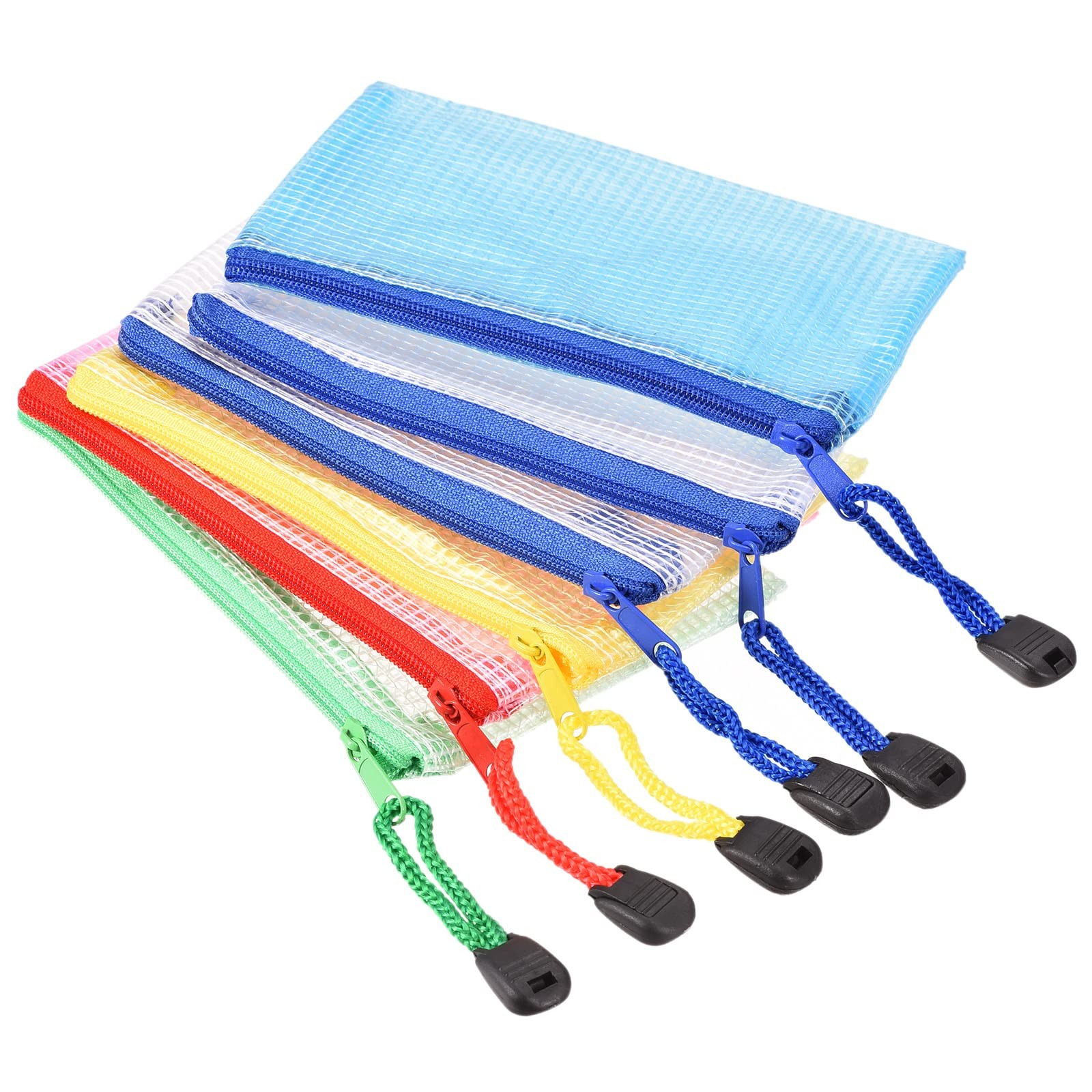 MECCANIXITY Mesh Zipper Bags, A6 Size Paper Document File A6, Multicolored