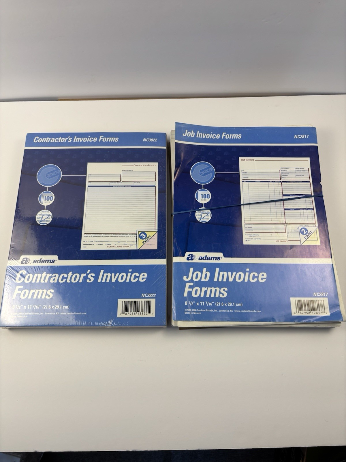 Adams 1 New Pack Contractor Invoice Forms and 1 Pack Job Invoice Forms