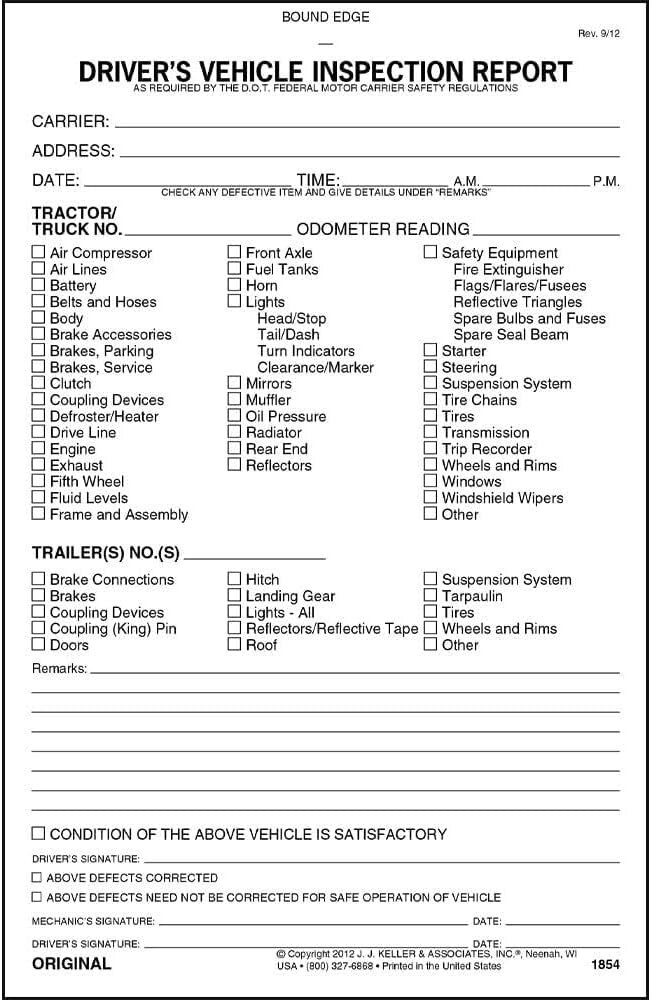 Detailed Vehicle Inspection Report Books – 5-Pack, DOT Compliant, Easy Checklist