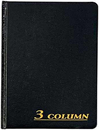 Adams Account Book, 7 x 9.25 Inches, Black, 3-Columns, 80 Pages (ARB8003M)