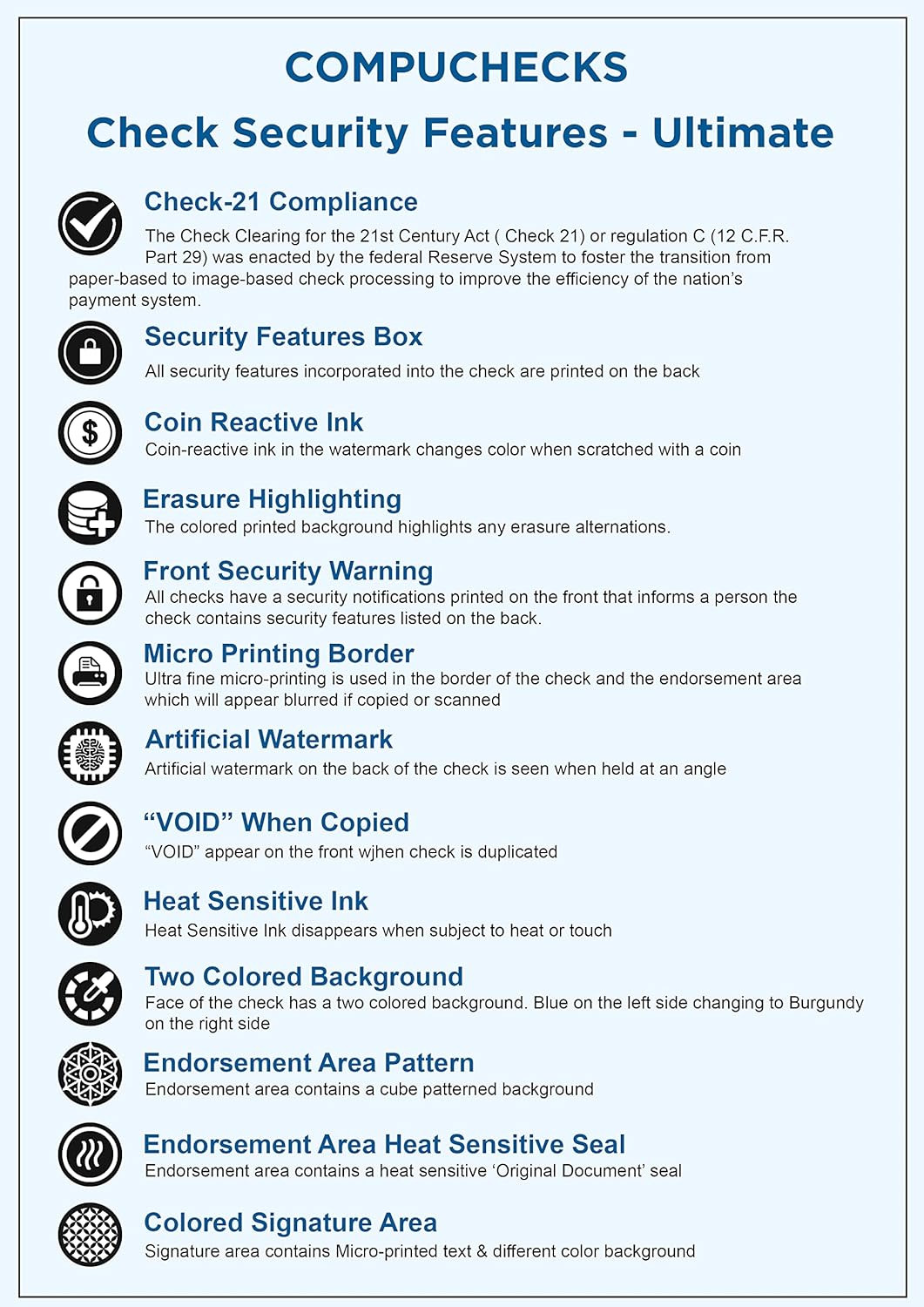 – 500 High Security Blank Check Stock Paper – Checks on Top – Print Easy and Sec