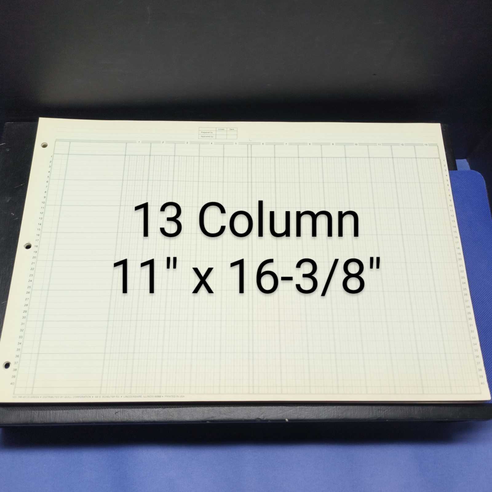 NEW Lot Of 2 Quill 13-Column Columnar Pad 11″x 16 3/8” 3 Hole Punched 7-45113
