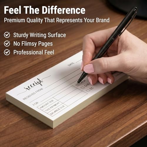 Receipt Book with Carbon Copies for Small Boutique Business, 2-Part Carbonless