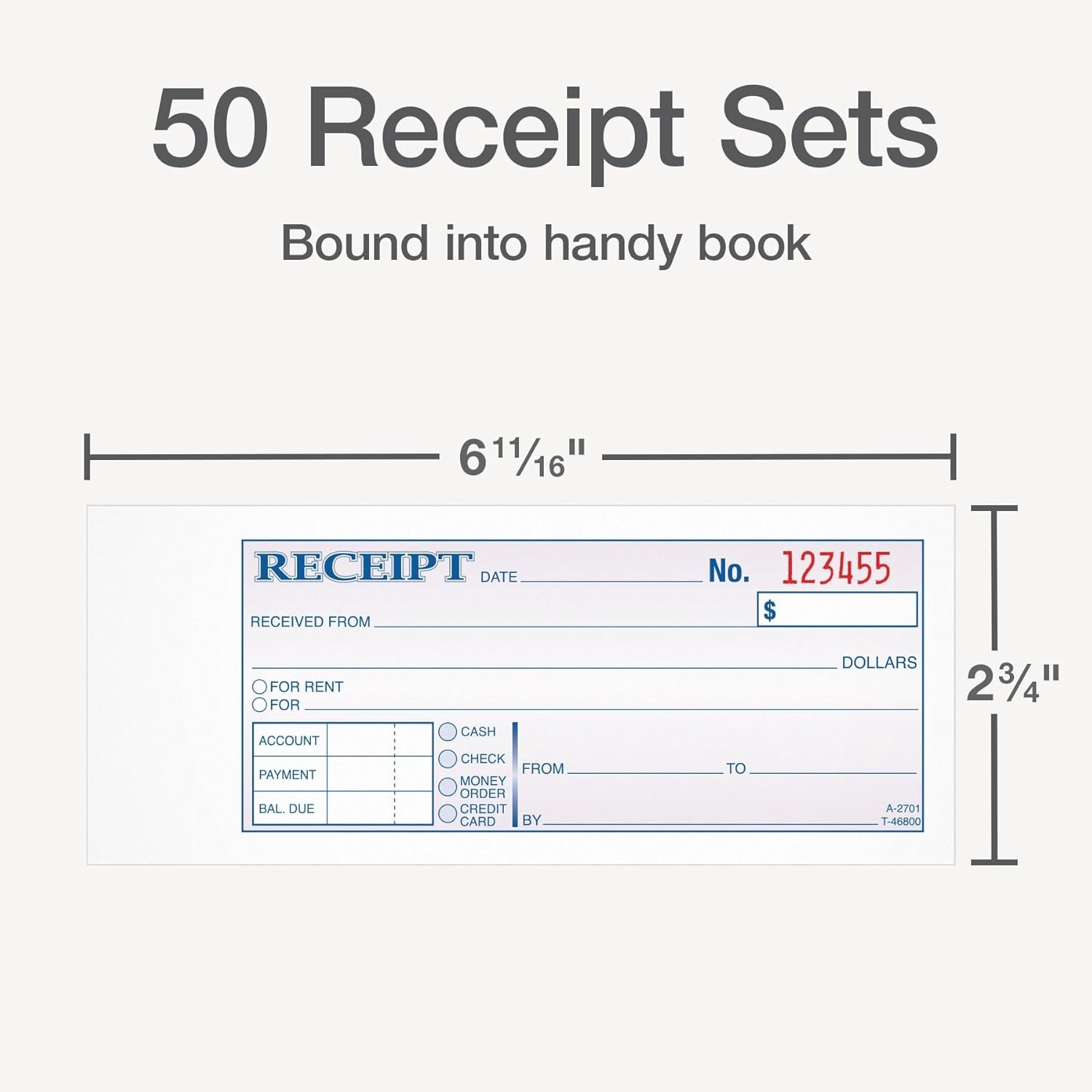 Effortless Financial Management: Adams 2-Part Carbonless Receipt Book, 50 Sets