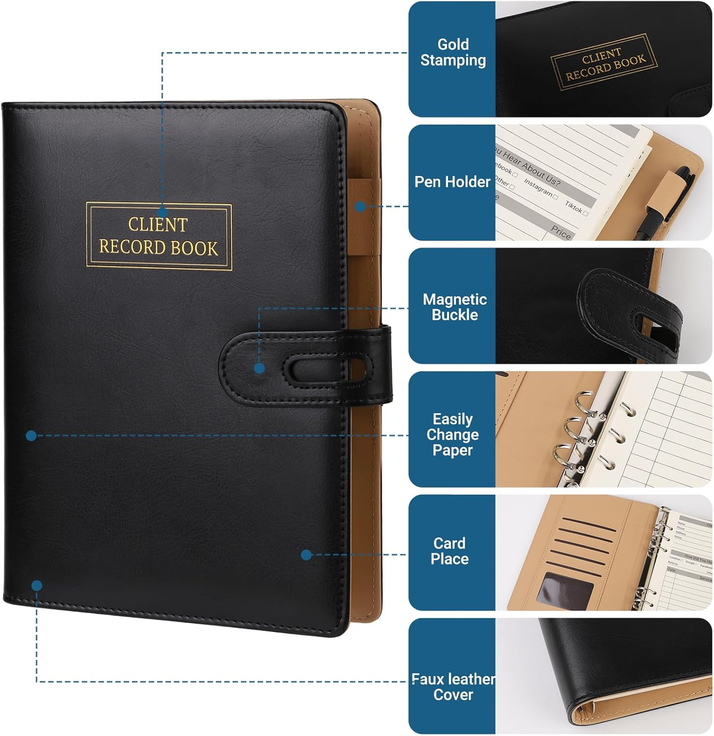Client Record Book, Hair Stylist Client Profile Book-Binder and Client Record