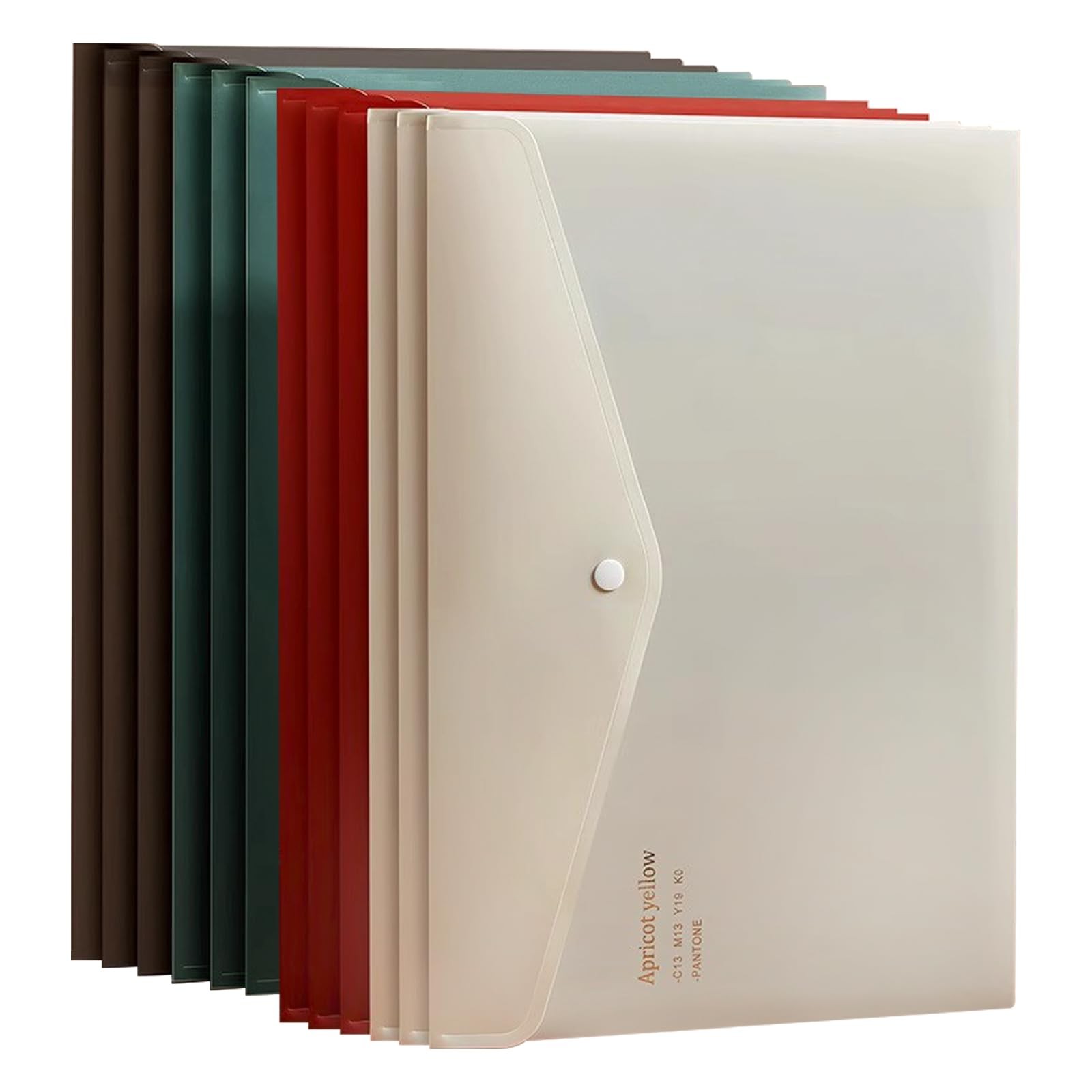 VANRA File Folders Letter Size 12 Pack Plastic Envelopes with 4 Colors