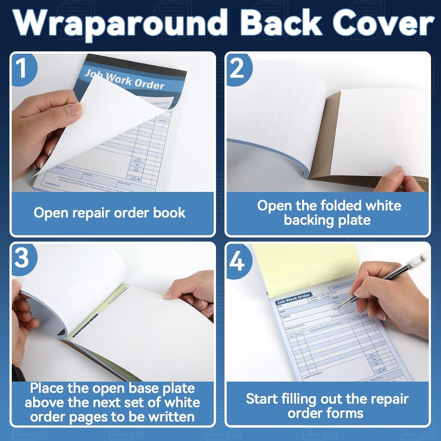2Pads Large Job Work Order Forms, Job Invoice Forms/Receipt Book with Carbonless