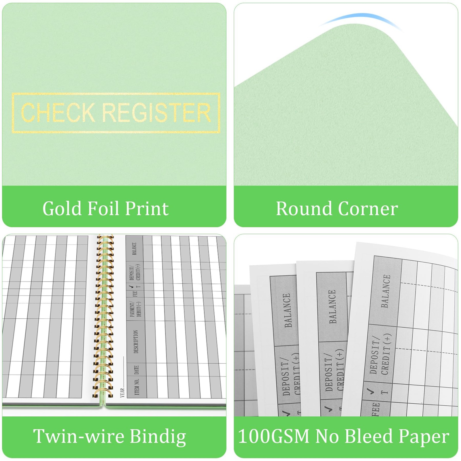Check Register Ledger for Personal Finances, Expenses & Payments Tracking 8.4 x