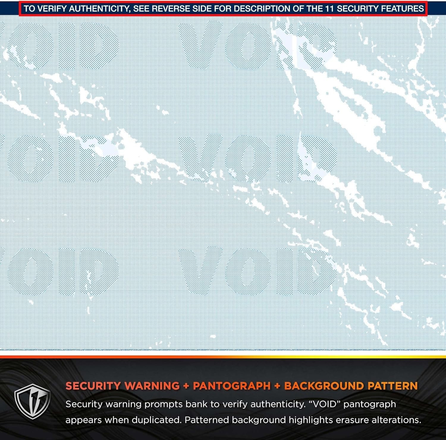 Biodegradable High Security Blue Checks – 500 Sheets with 11 Protection Features