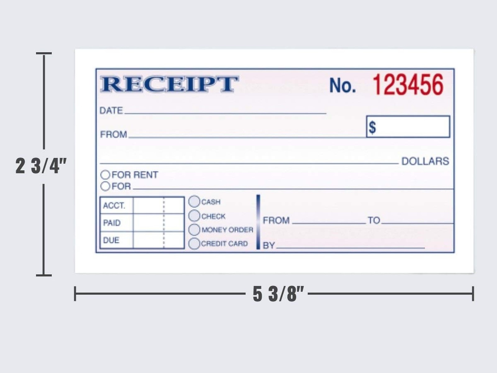 1InTheOffice Money and Rent Receipt, 2-3/4 x 5-3/8 Inches, 2-Parts, Carbonles…