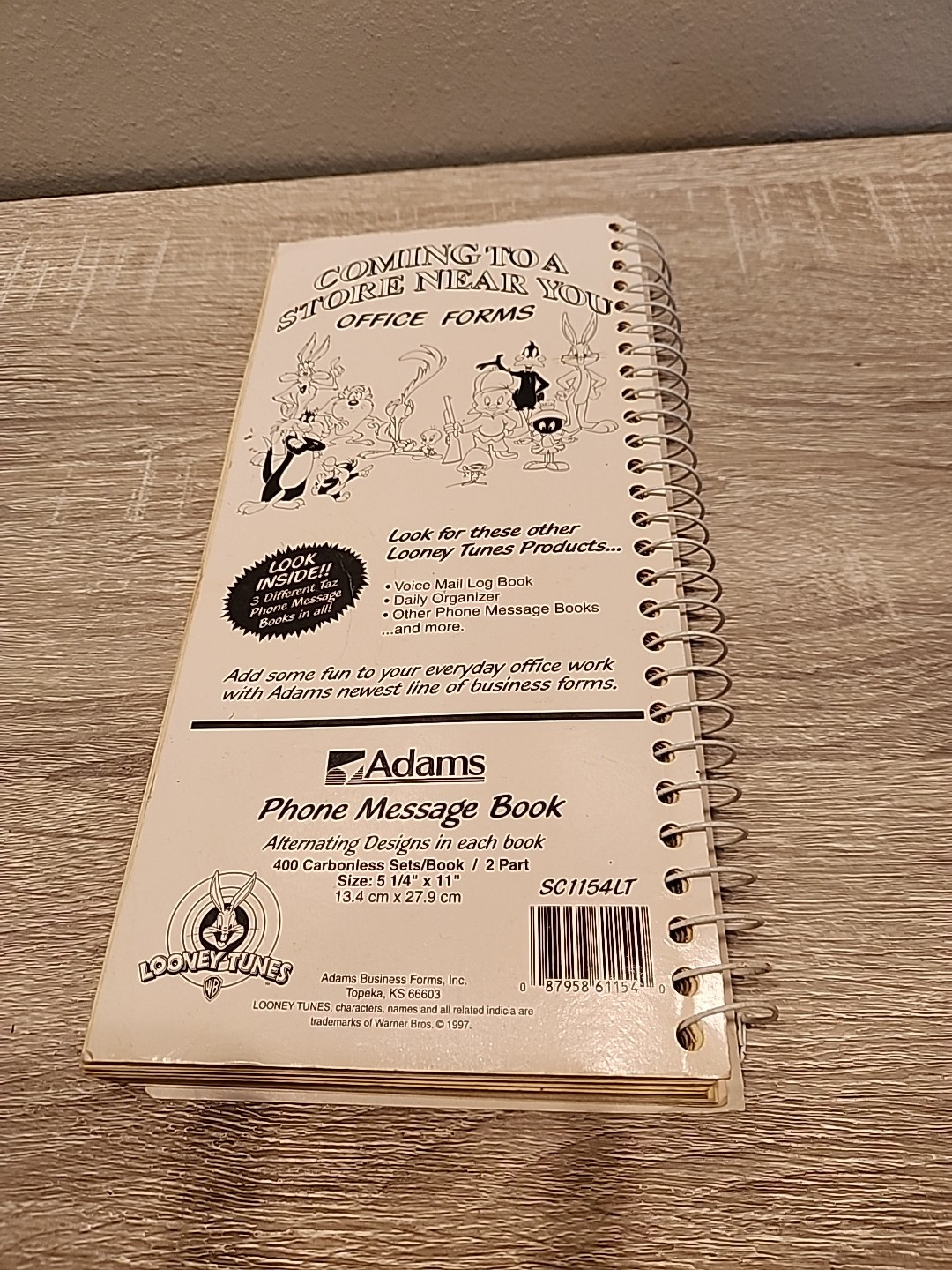 Vintage 1997 Taz On Office Etiquette Phone Message Book Adams SC1154LT Cartoon