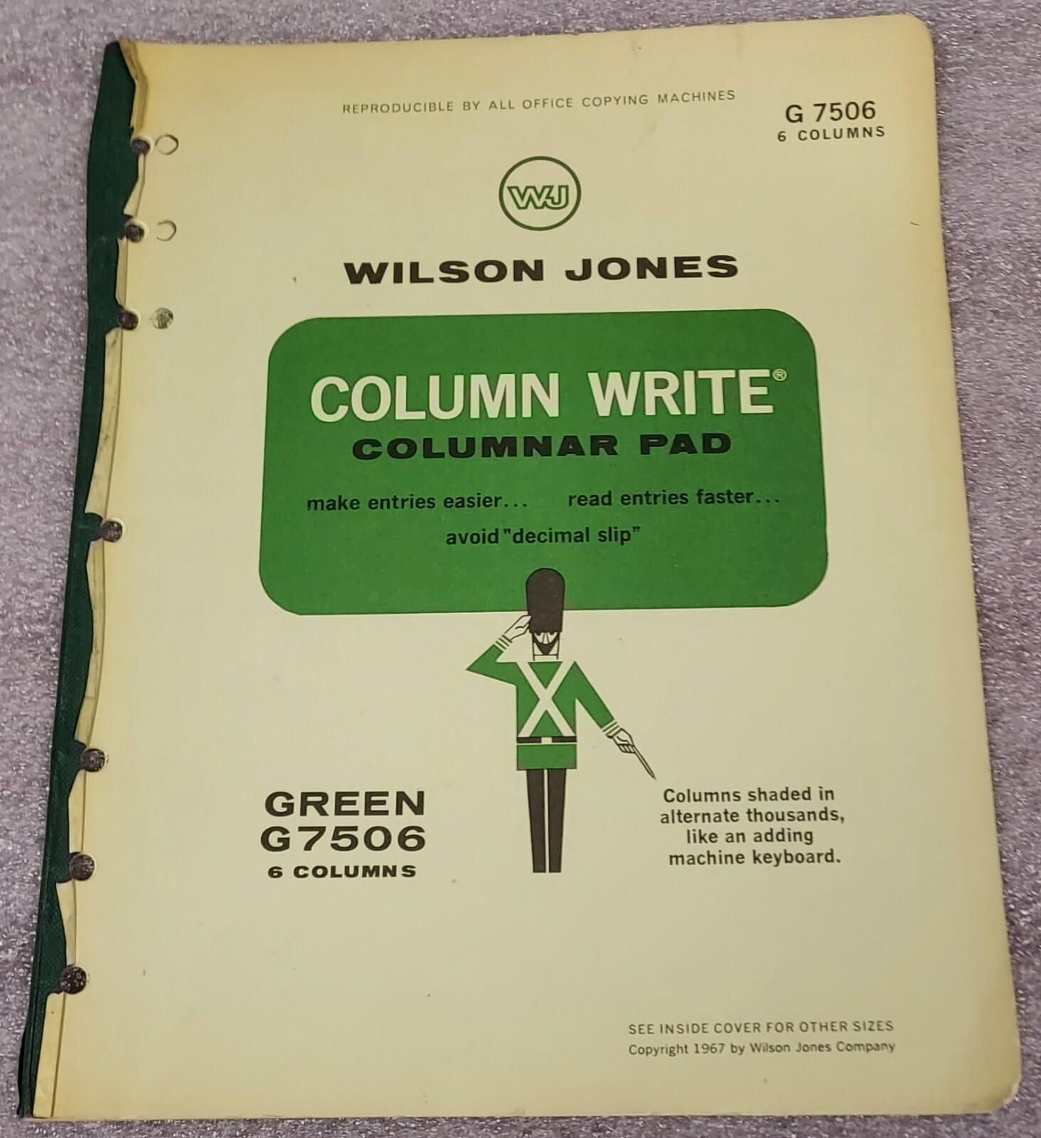 COLUMN WRITE COLUMNAR PAD – GREEN G7506 6 COLUMNS – WILSON JONES