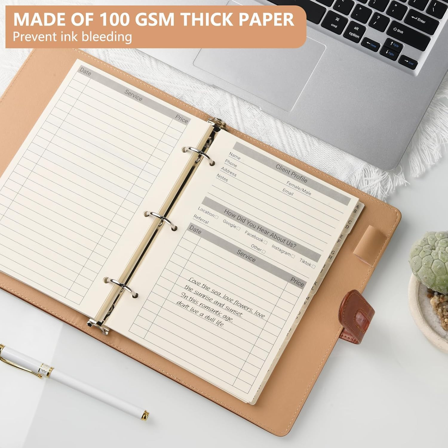 Client Record Book, Hair Stylist Client Profile Book-Binder and Client Record