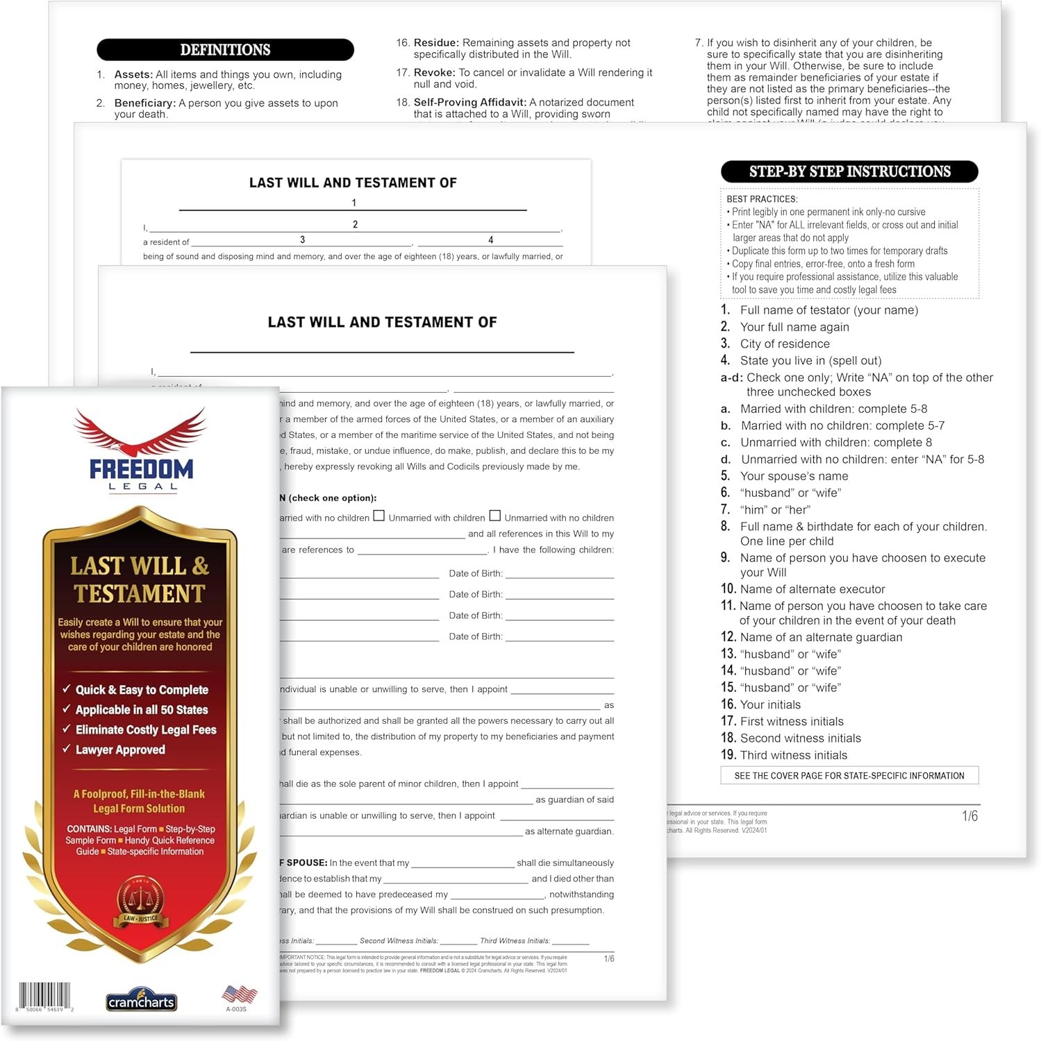Last Will and Testament Legal Forms Kit, Complete Do-It-Yourself…