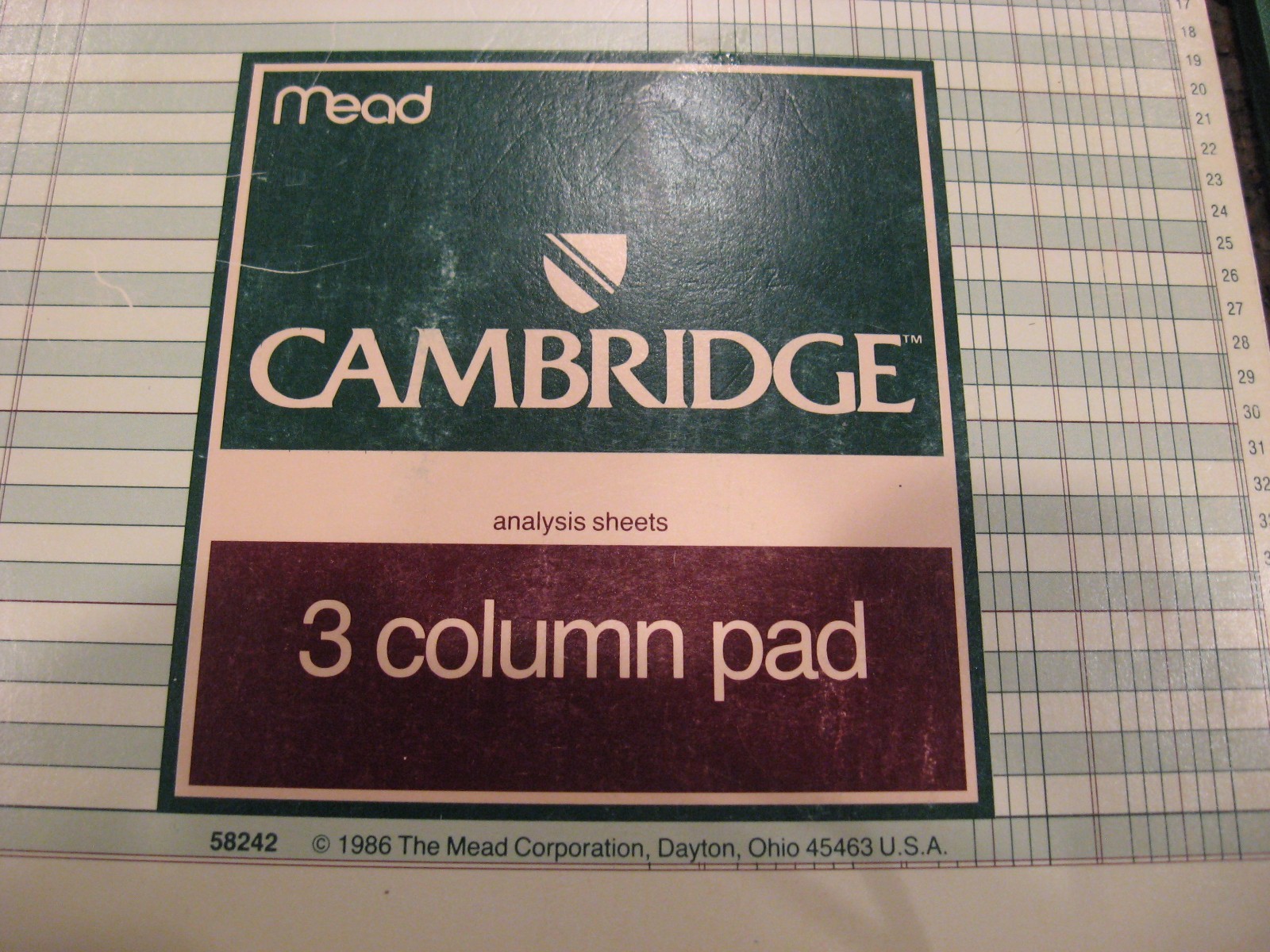 Vintage 80’s 1986 Mead CAMBRIDGE 8 & 3 Green Tint Column Pads (READ DESCRIPTION)