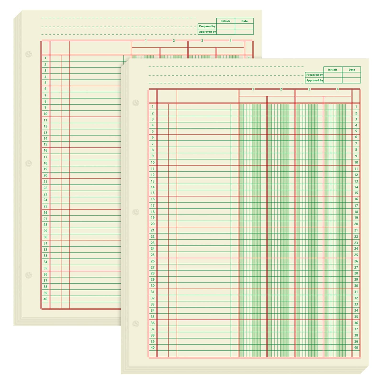 2 Pack Columnar Pad 100 Sheets Accounting Ledger Paper Green Analysis Book 8.5″x