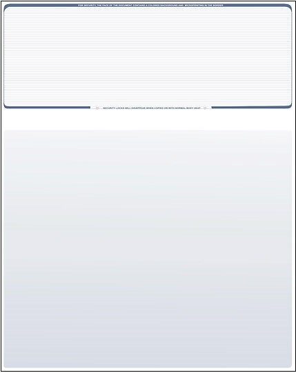 50 Blank Check Paper, Computer QuickBooks Checks on Top – Steel Blue Pinstripe