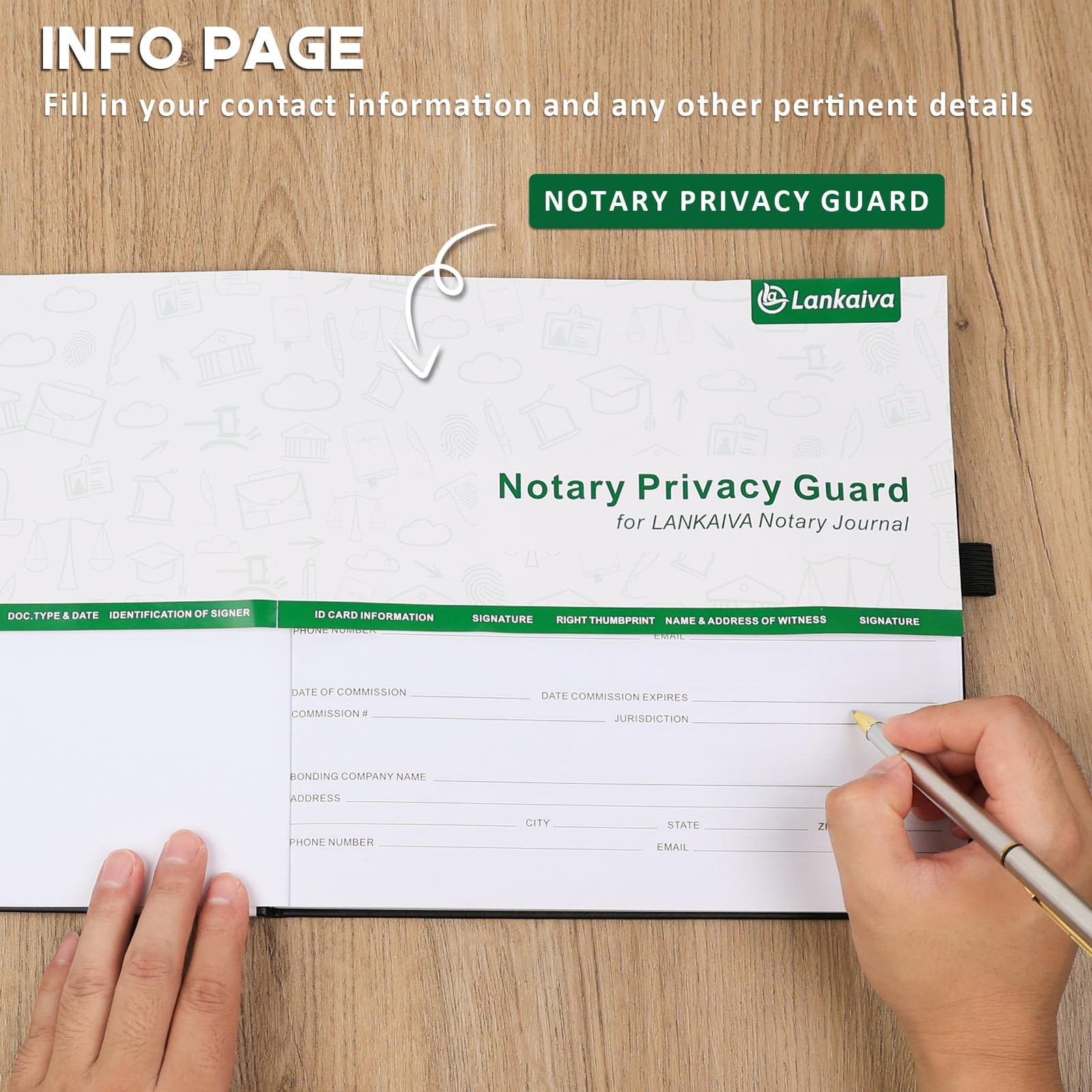 Notary Journal Log Book – 10″X7″ Executive Hardcover Black