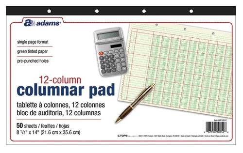 ABFACP148512 Adams Analysis Pad Columnar Pad, 12 Column, 14″ x 8-1/2″