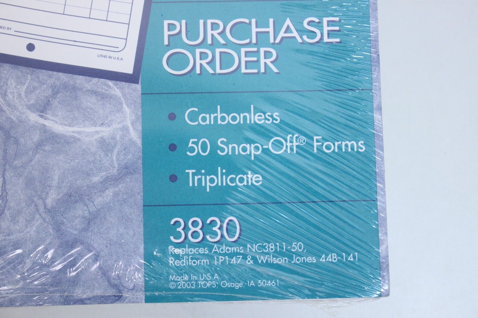 Tops 3830 purchase order triplicate form for Business,200 forms total NC3811-50