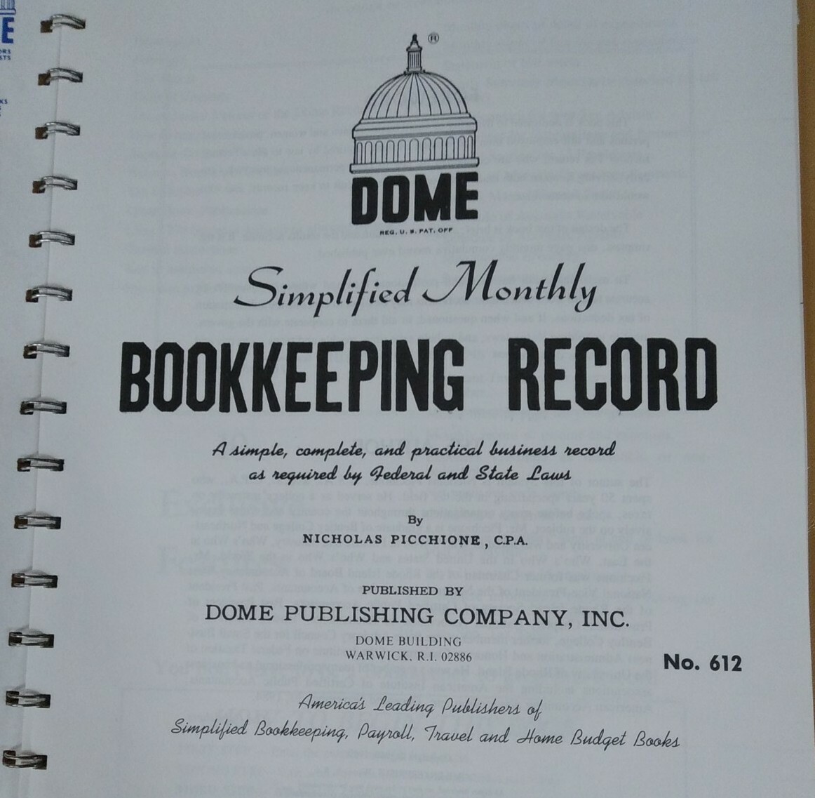 Dome Bookkeeping Record Book 612 1989