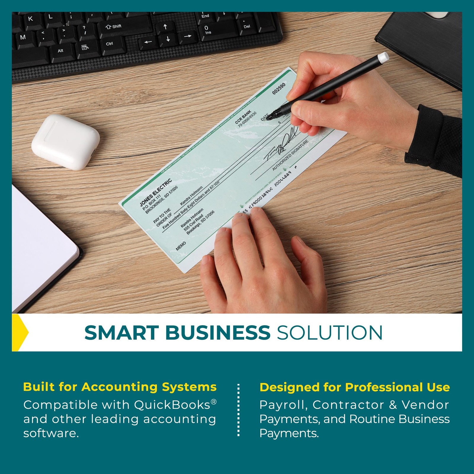 Business Checks on Top, Blank Check Paper for Printer 100/pack Check Stock