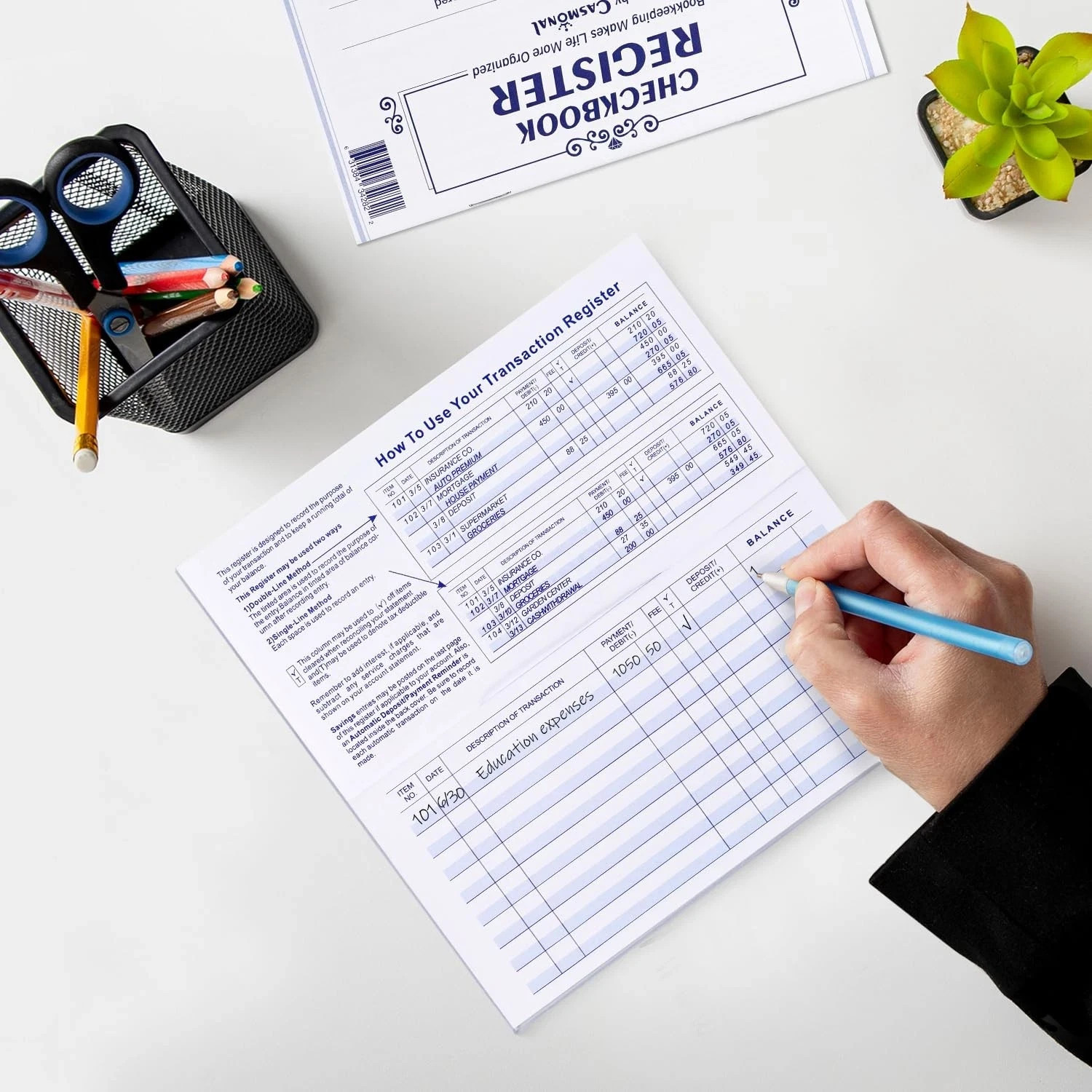 20 Pack Checkbook Register Check Registers for Personal Blank Ledger Transaction