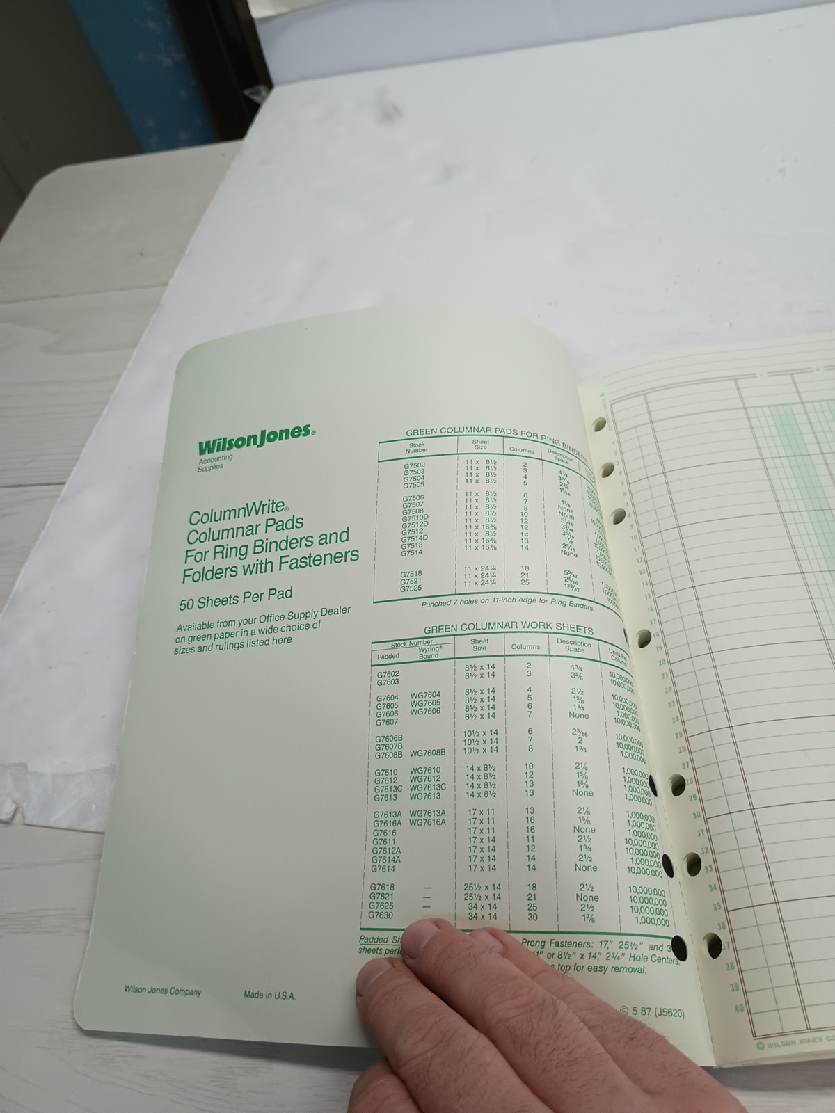 (1)NewVtg Wilson Jones 6 Column Write Columnar Pad Green 11 x 8-1/2” G7506 1968