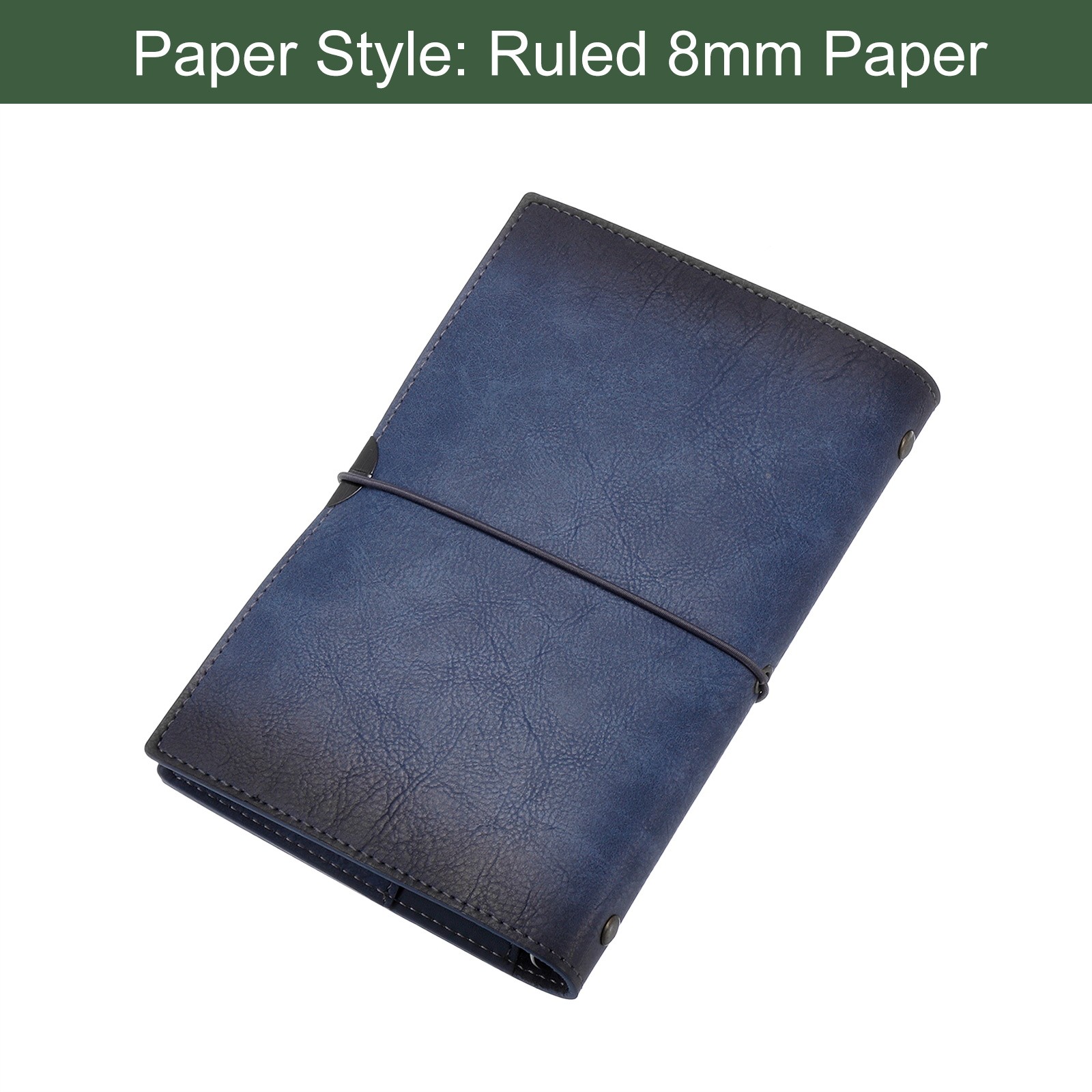 PU Leather Journal, 1 Pcs A6 Refillable Notebook with Buckle for Business, Blue