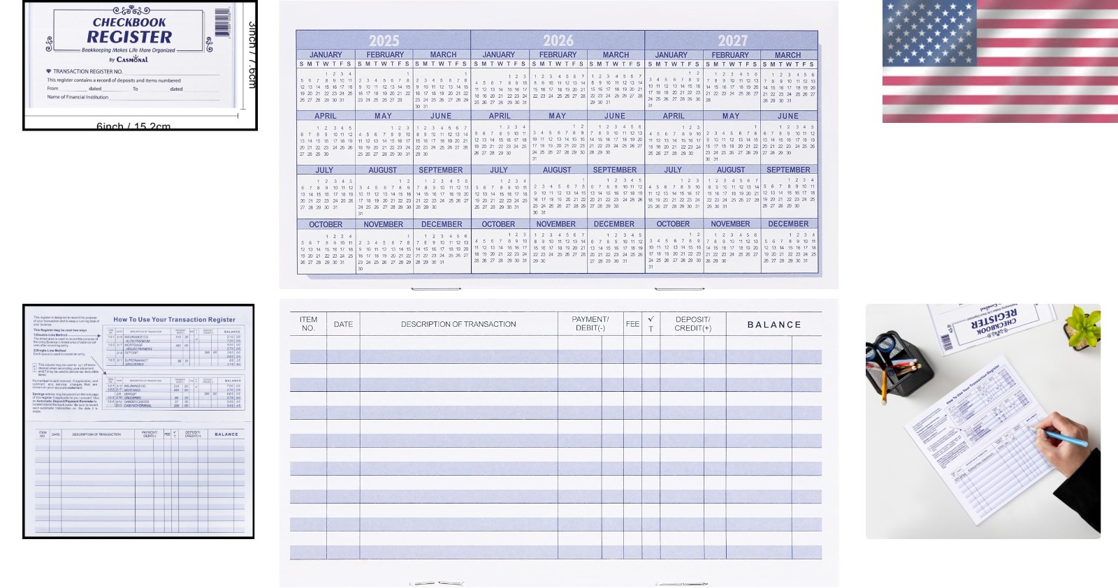Portable 20-Piece Check Register Set with Calendar for Personal & Business Use