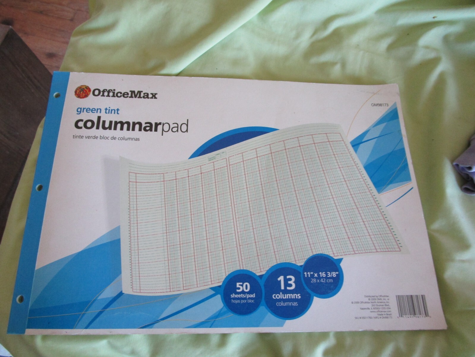 Green Tint 11″x16 3/8″ Columnarpad 47 new sheets(1 took out 3 sheets that had di