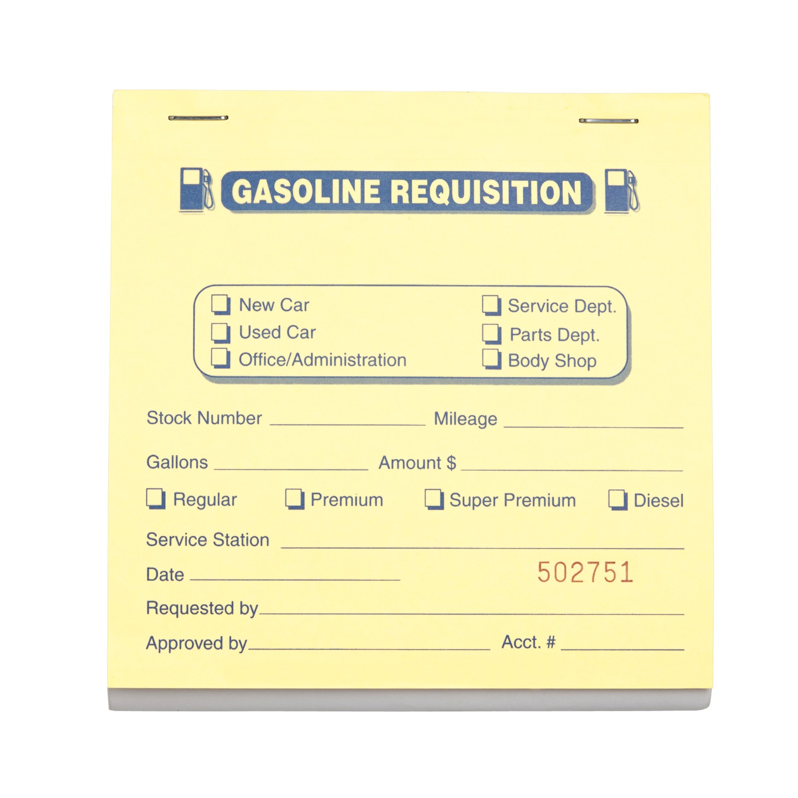 SSWBasics 3-Part Gasoline Requisition Book – 5 1/2″H x 4 1/4″W – Book of 25