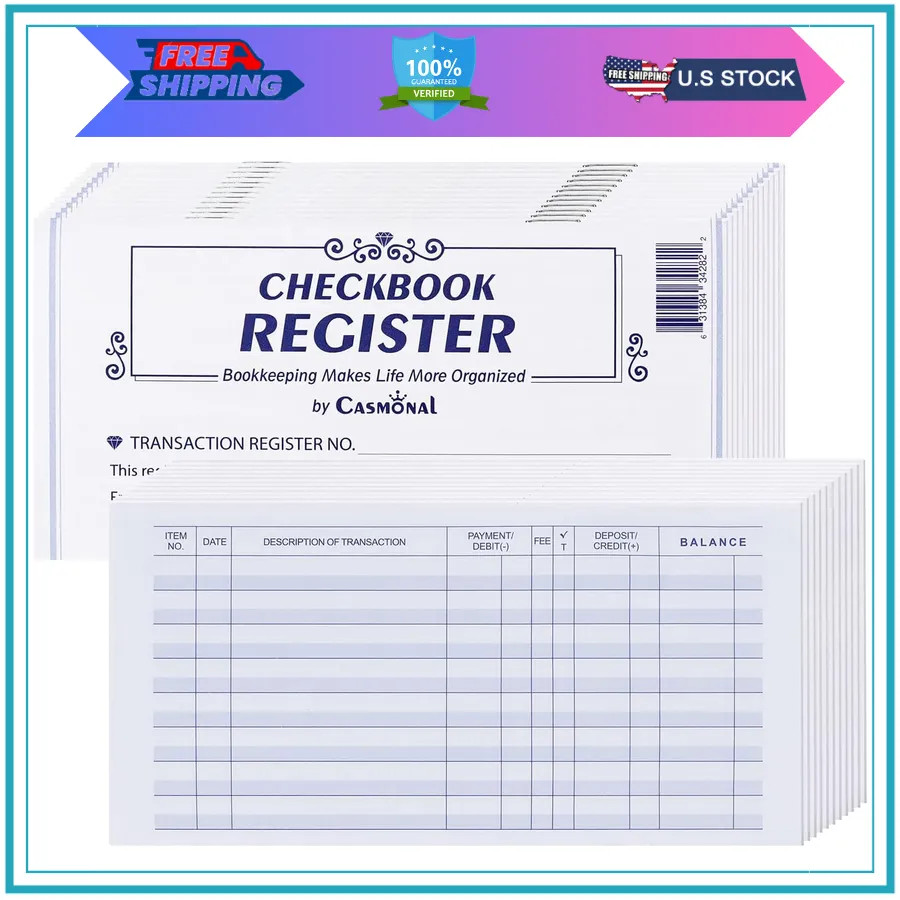 20 Pack Checkbook Registers Personal and Business Bank Transaction Ledger Books