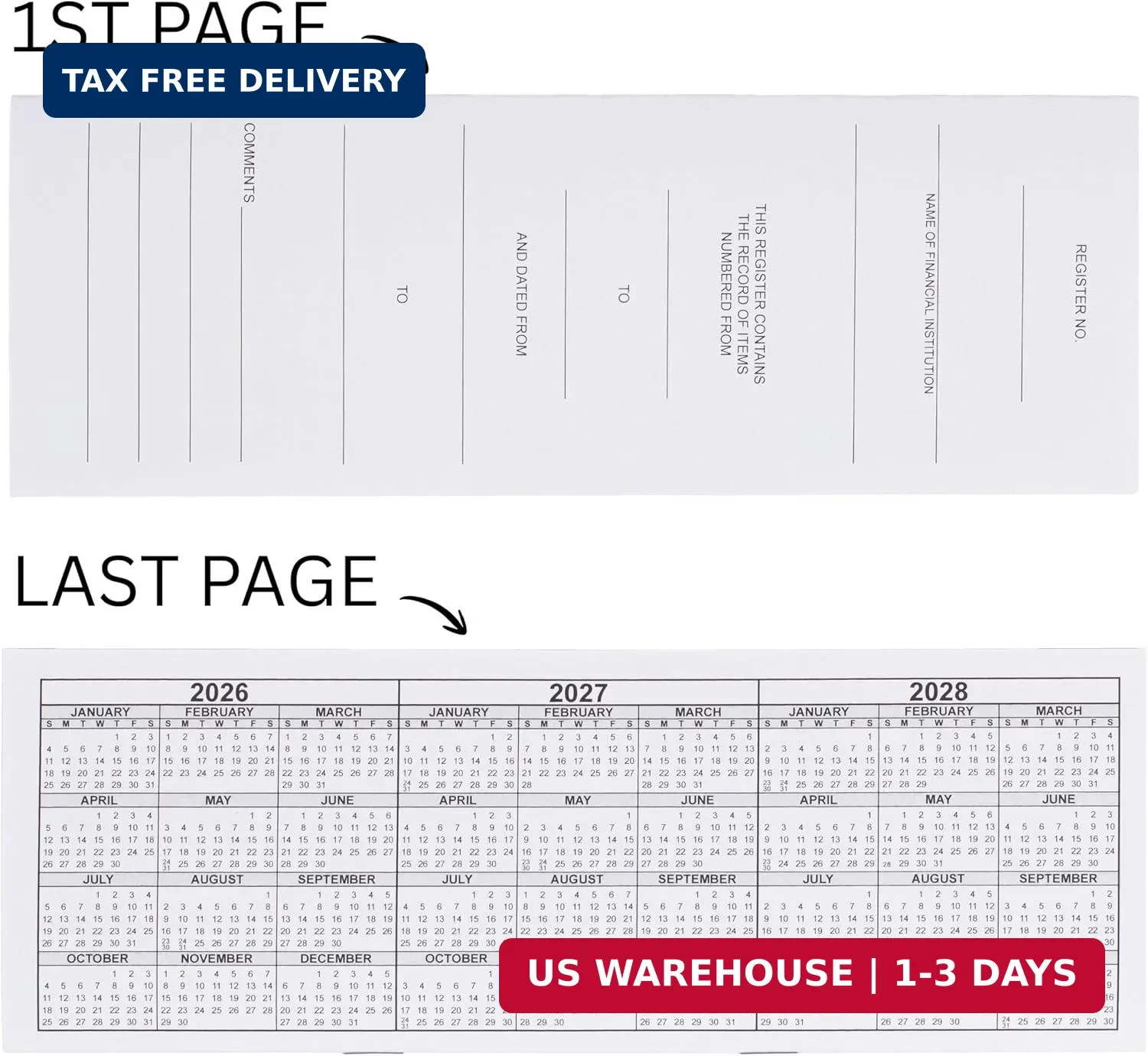 Business Check Register Book – 30 Double-Page Ledger Spreads – 8.625 x 3 Inches,