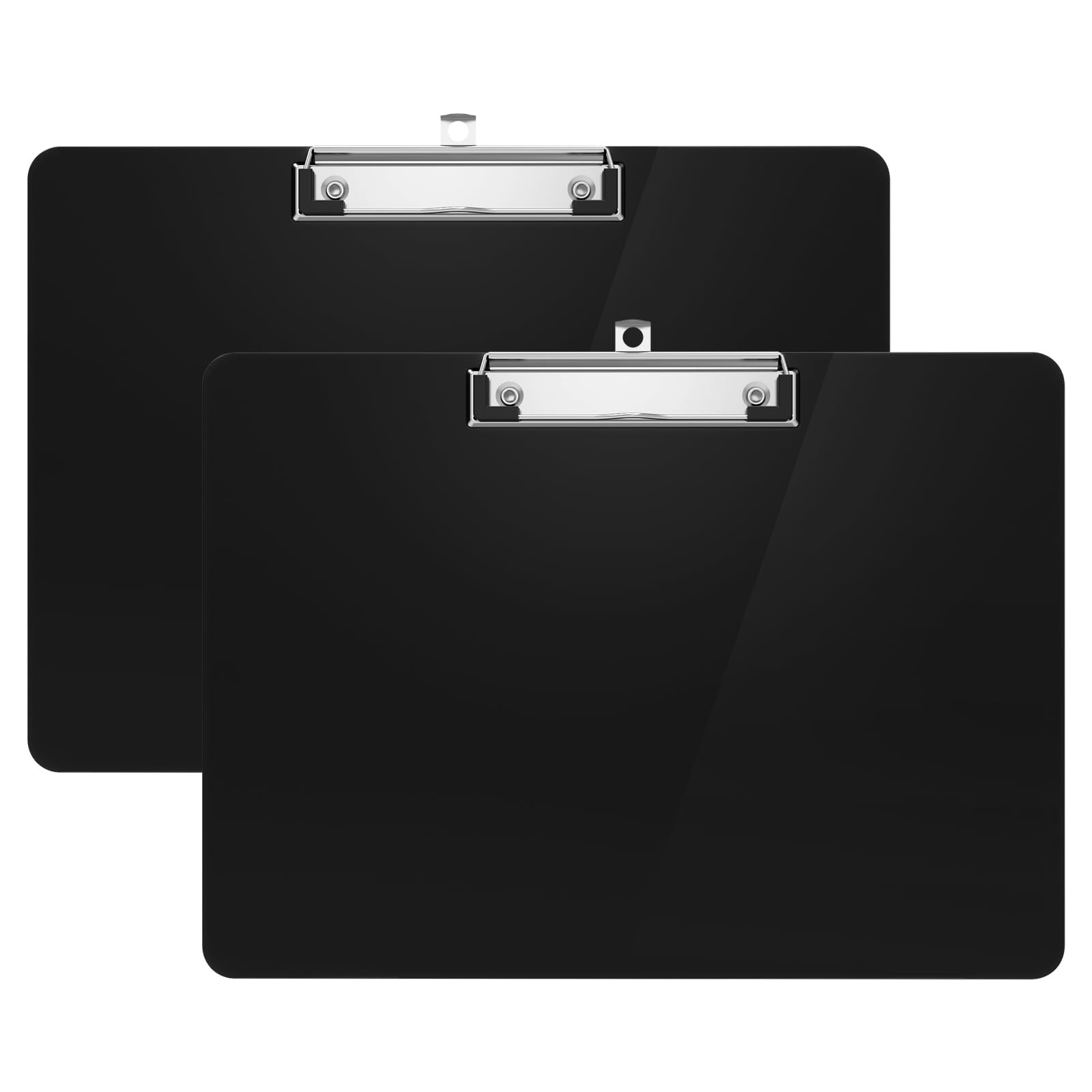 Macroclo Horizontal Plastic Clipboards, Black 8.5 x 11 Clip Board(2