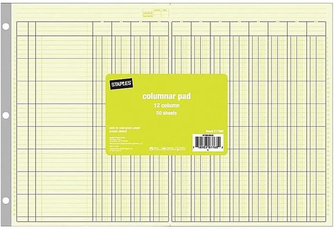 Columnar Pads, 12 Columns, 11″ X 16-5/16″