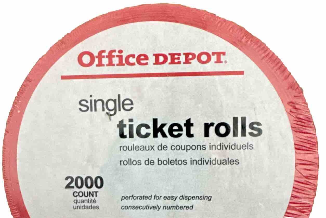 2000 Single Tickets Roll Red~Office Depot~Admit One Admission Tickets 🎟️ NEW!