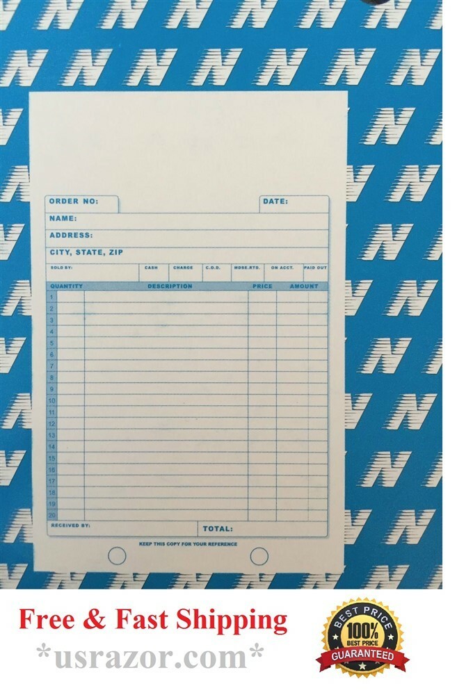 350 Carbonless 3 part 59/16″x87/16″ 50*7 set Sales Order Invoice Receipt Book